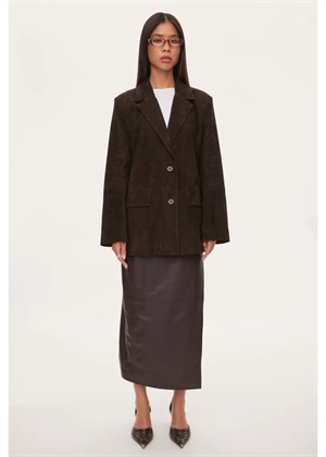 Bella suede blazer Chocolate Oval Square